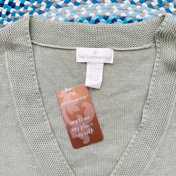 Soft Sourroundings Silk Cashmere Green Flare V Neck Tunic Sweater Women’s 1x NWT - Picture 4 of 7